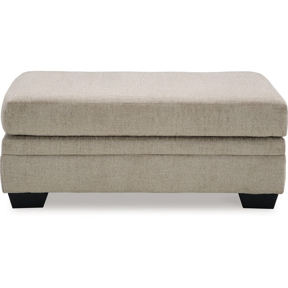Ead Ottoman Bench, 44 Inch Soft Taupe Brown Polyester, Faux Wood Legs -BM332252