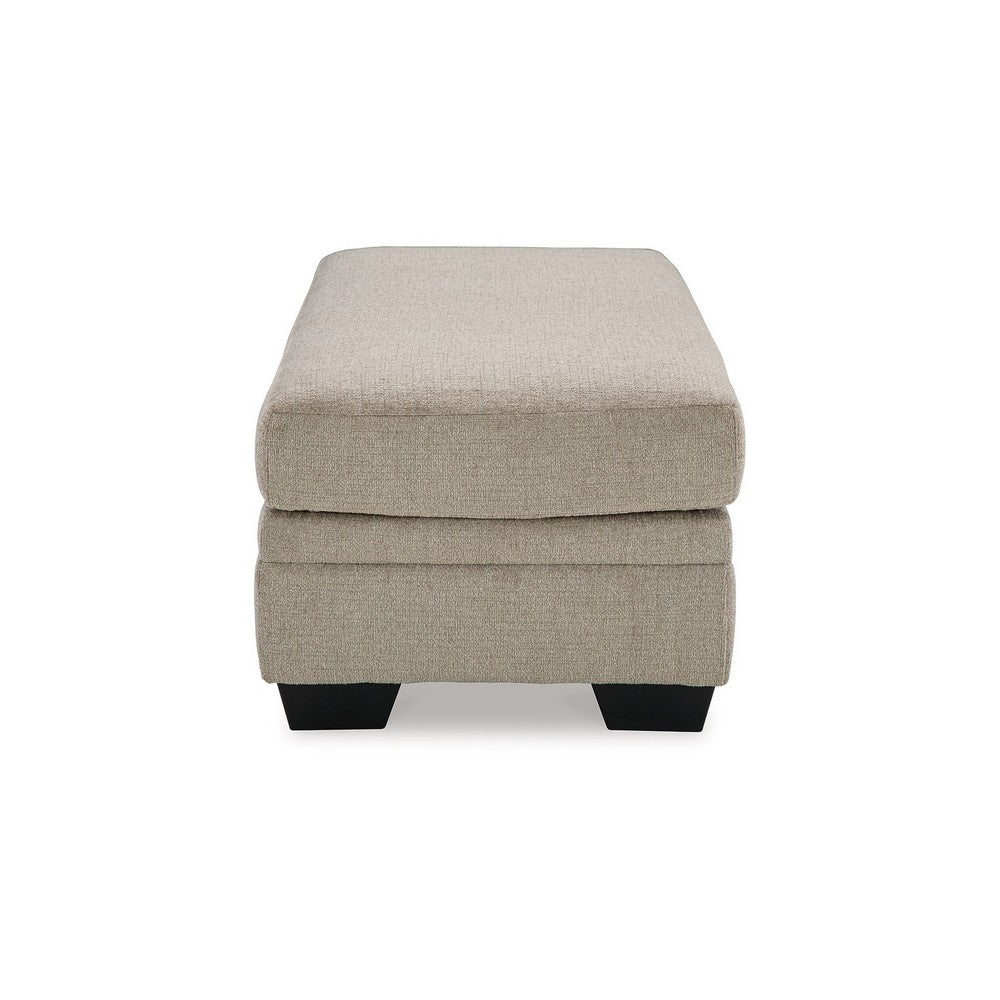 Ead Ottoman Bench, 44 Inch Soft Taupe Brown Polyester, Faux Wood Legs -BM332252