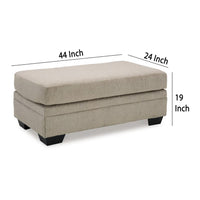 Ead Ottoman Bench, 44 Inch Soft Taupe Brown Polyester, Faux Wood Legs -BM332252