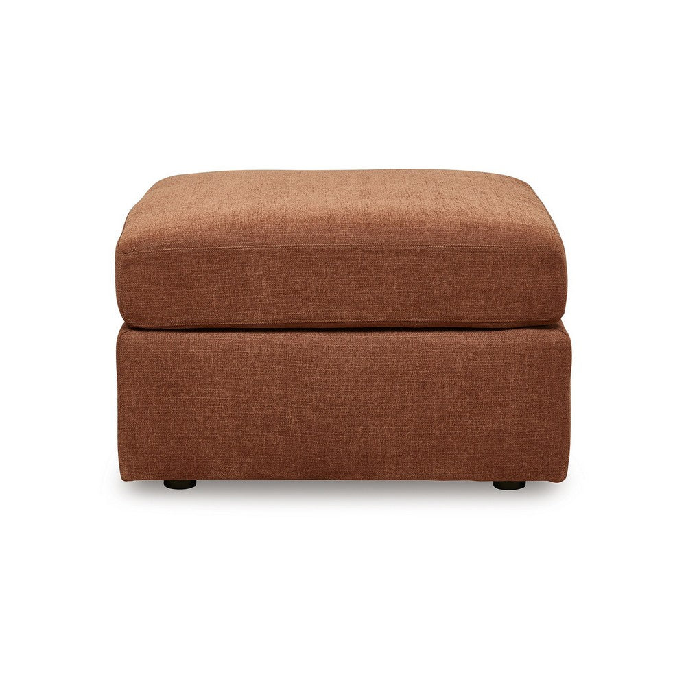 Meso Oversized Square Ottoman, Spice Orange Nuvella Polyester, 32 Inch -BM332262