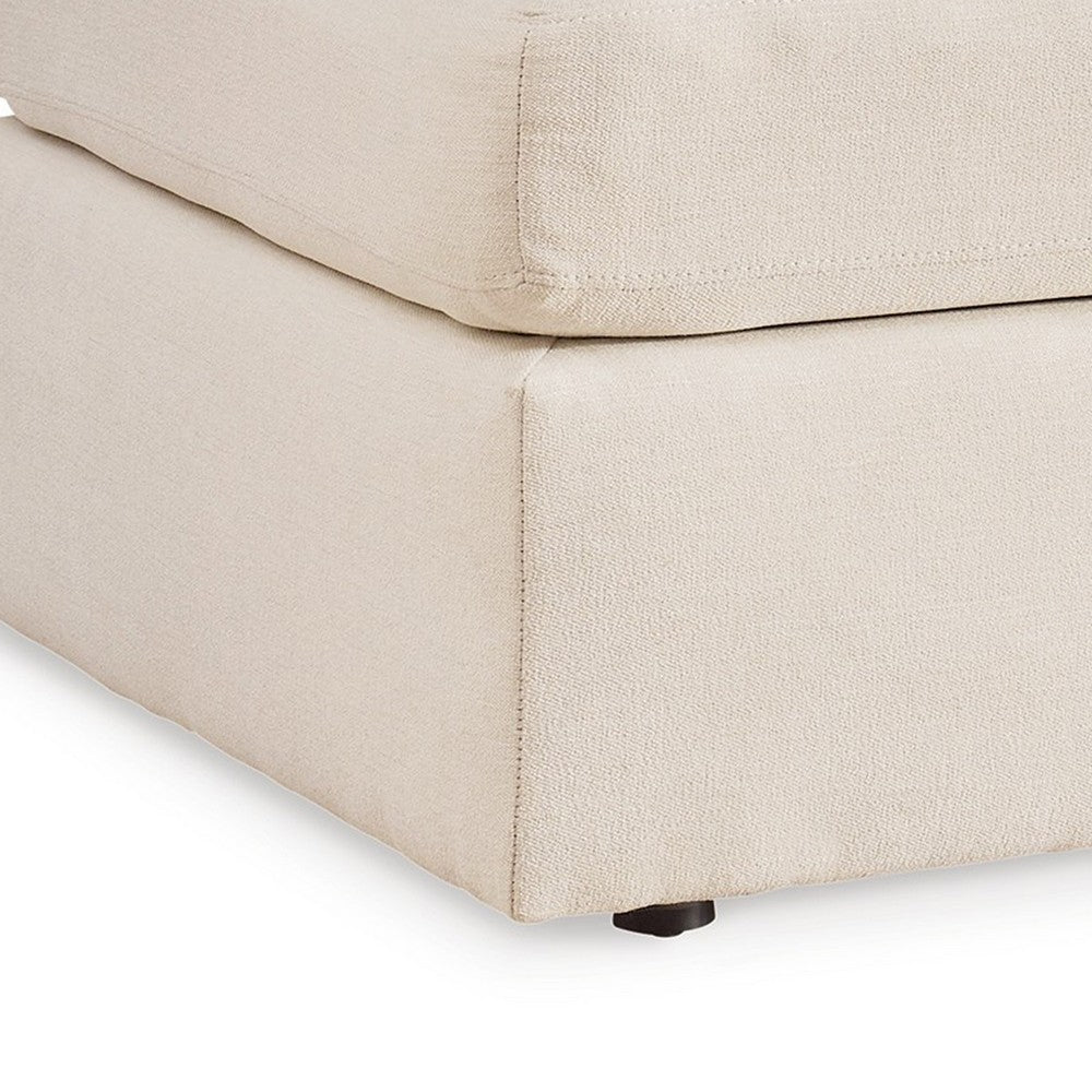 Meso Oversized Square Ottoman, Oyster Ivory Nuvella Polyester, 32 Inch -BM332266