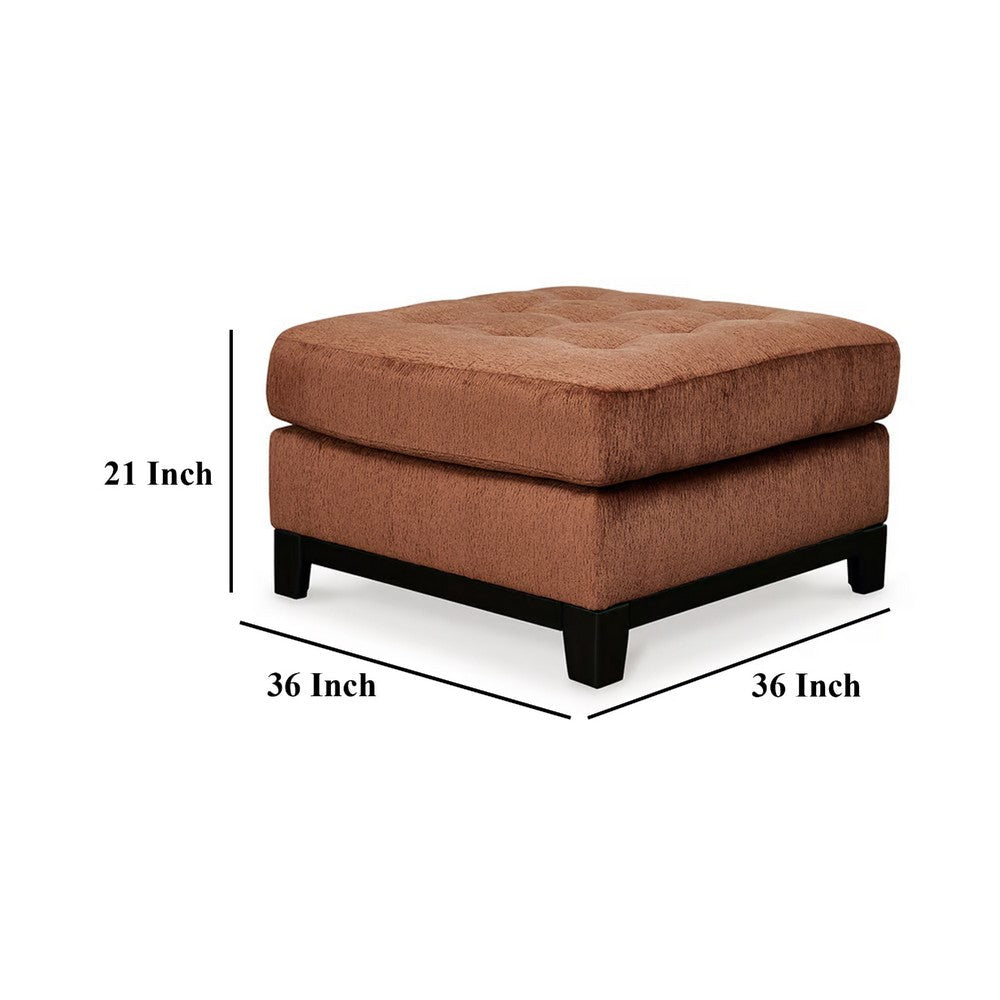 Brook Oversized Square Ottoman, Spice Orange Polyester, 36 Inch Square -BM332275