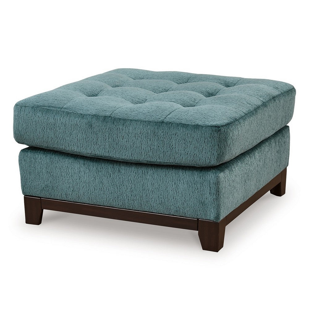 Brook Oversized Accent Ottoman, Teal Blue Polyester, 36 Inch Square -BM332277