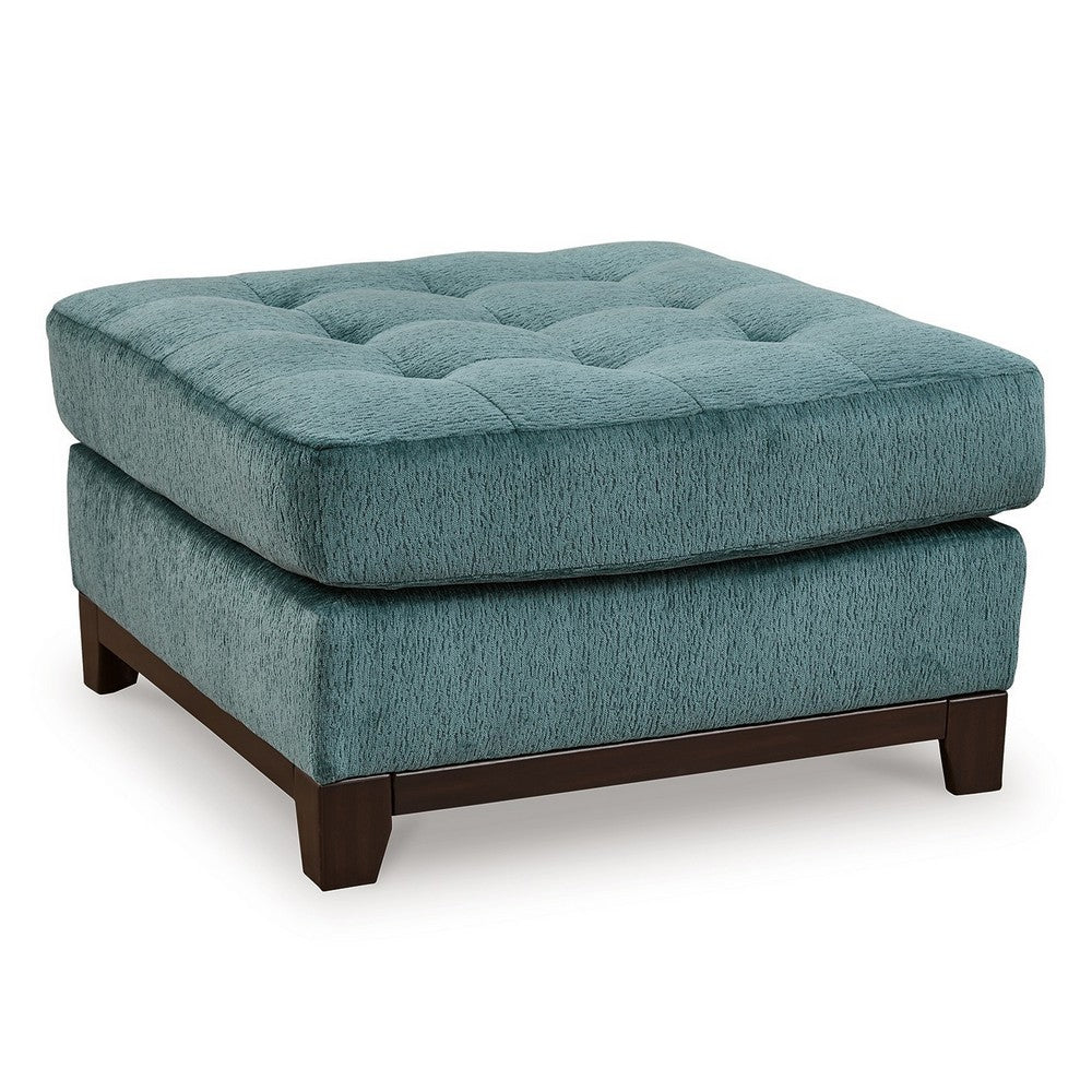Brook Oversized Accent Ottoman, Teal Blue Polyester, 36 Inch Square -BM332277