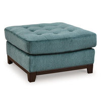 Brook Oversized Accent Ottoman, Teal Blue Polyester, 36 Inch Square -BM332277