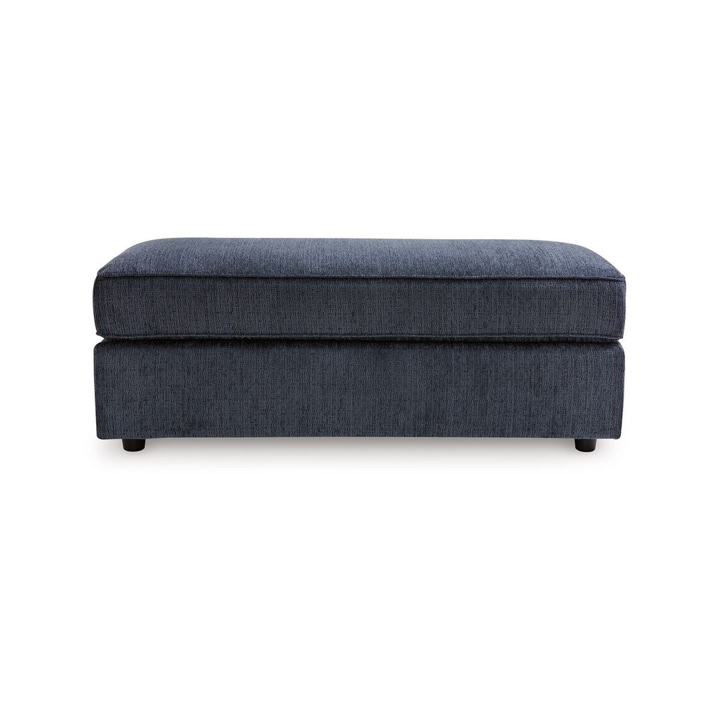 Alfie Oversized Ottoman Bench, Blue Polyester, 43 Inch Rectangular -BM332292