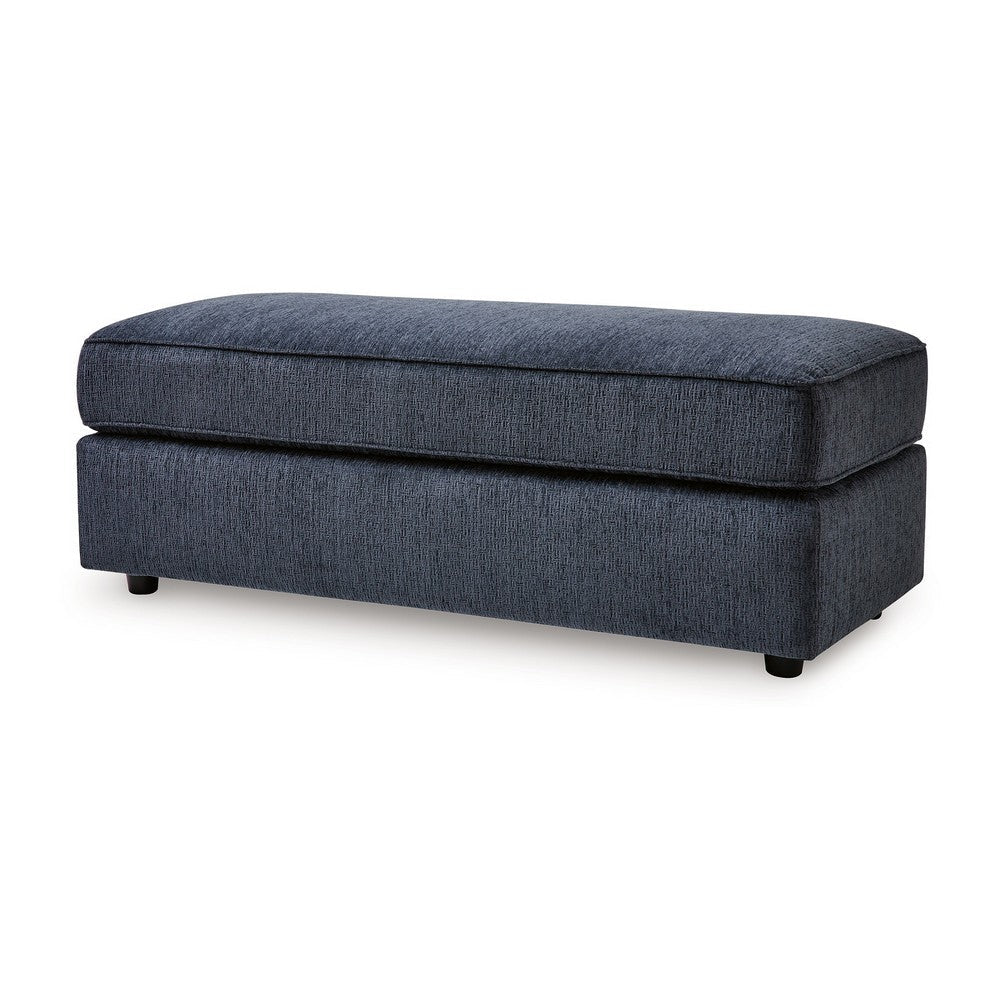 Alfie Oversized Ottoman Bench, Blue Polyester, 43 Inch Rectangular -BM332292