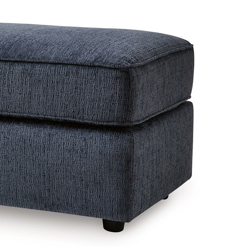 Alfie Oversized Ottoman Bench, Blue Polyester, 43 Inch Rectangular -BM332292