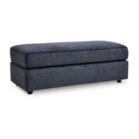 Alfie Oversized Ottoman Bench, Blue Polyester, 43 Inch Rectangular -BM332292