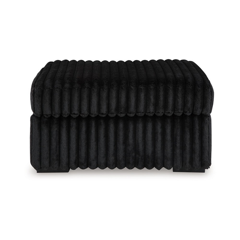 Addy Oversized Square Ottoman, Black Jumbo Corduroy Polyester, 39 Inch -BM332293