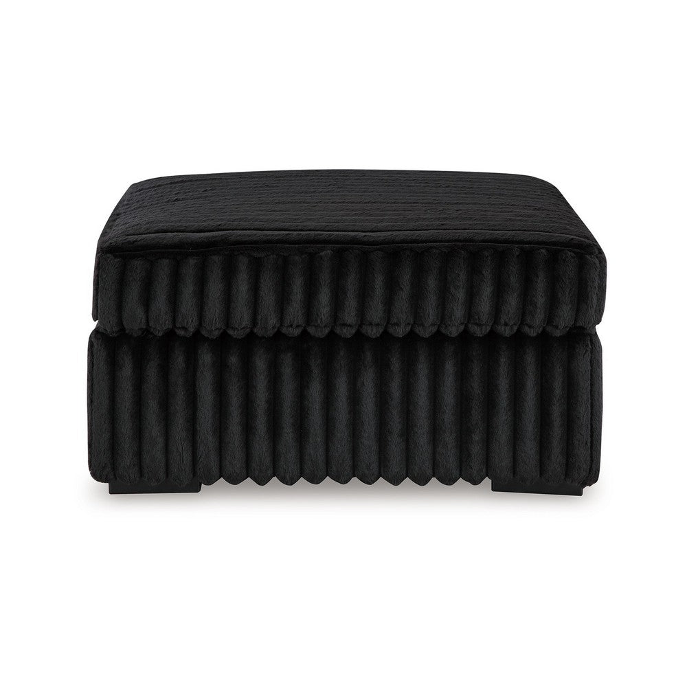 Addy Oversized Square Ottoman, Black Jumbo Corduroy Polyester, 39 Inch -BM332293