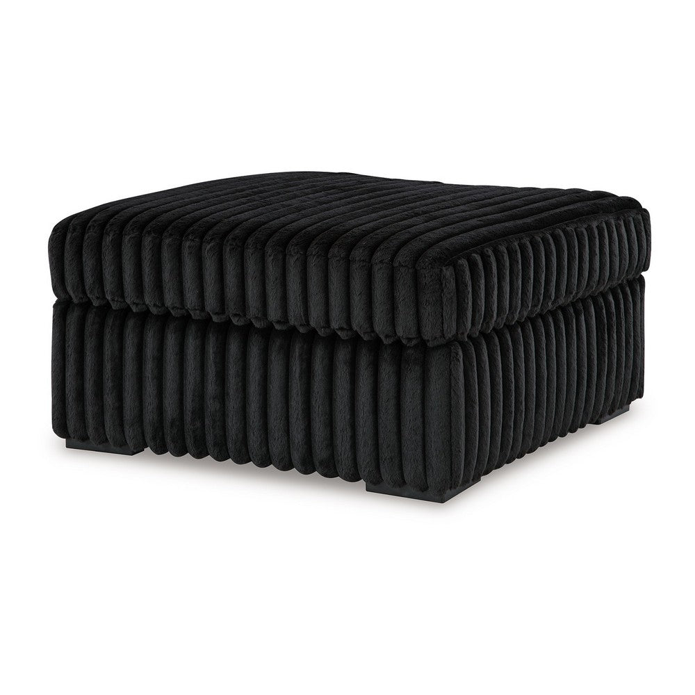 Addy Oversized Square Ottoman, Black Jumbo Corduroy Polyester, 39 Inch -BM332293