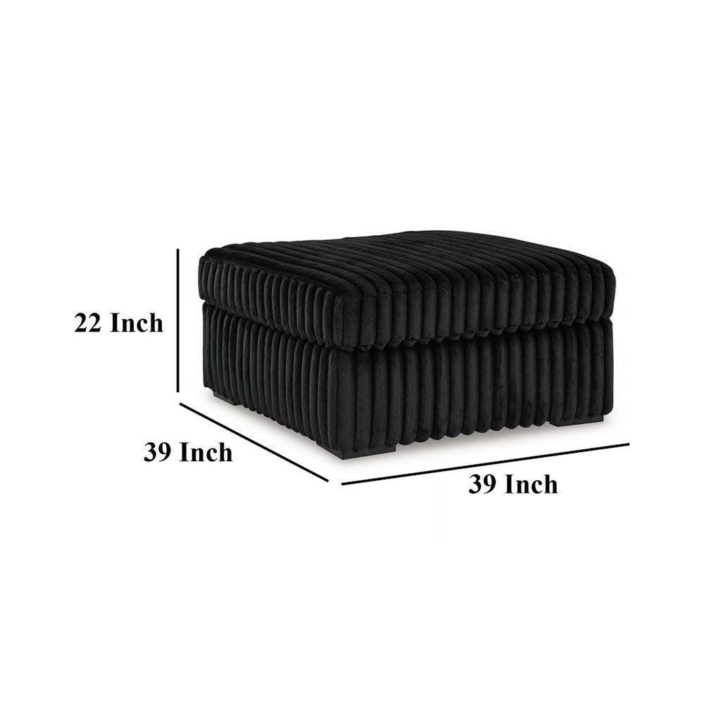 Addy Oversized Square Ottoman, Black Jumbo Corduroy Polyester, 39 Inch -BM332293
