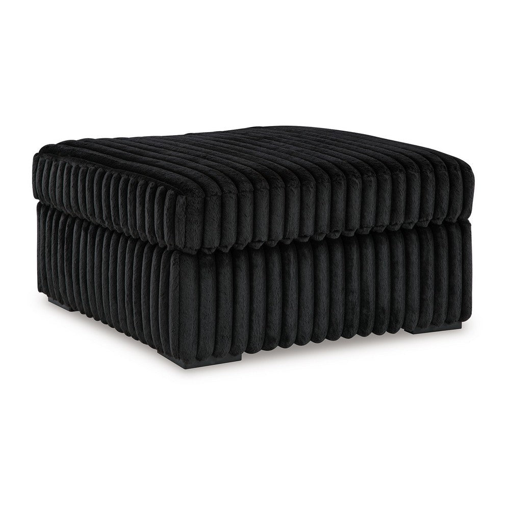 Addy Oversized Square Ottoman, Black Jumbo Corduroy Polyester, 39 Inch -BM332293
