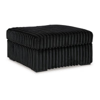 Addy Oversized Square Ottoman, Black Jumbo Corduroy Polyester, 39 Inch -BM332293