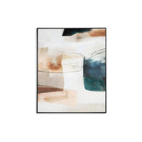 Reedie Wall Art Decor, Abstract Blue White Brown Framed, 39 x 50 -BM332304