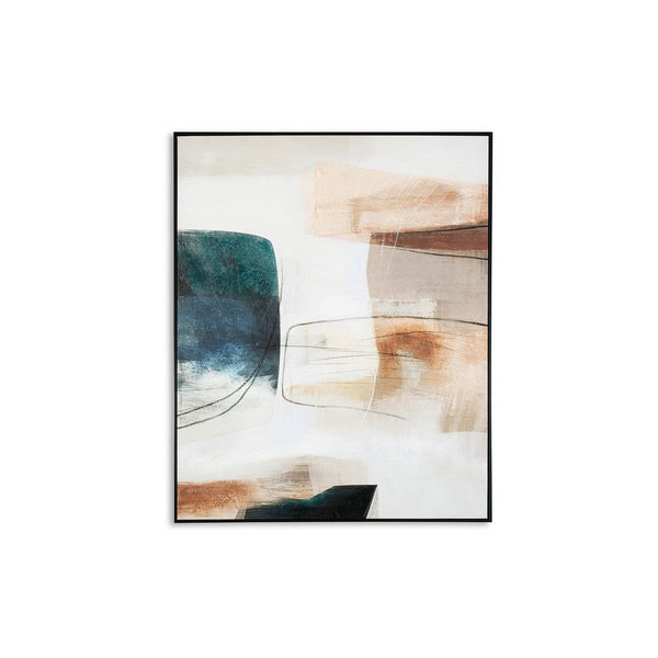 Reedie Wall Art Decor, Abstract Blue White Brown Framed, 39 x 50 -BM332304