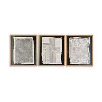 Salina Wall Art Decor Set of 3, Black Beige Abstract Framed, 20x24 -BM332306