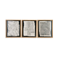 Salina Wall Art Decor Set of 3, Black Beige Abstract Framed, 20x24 -BM332306
