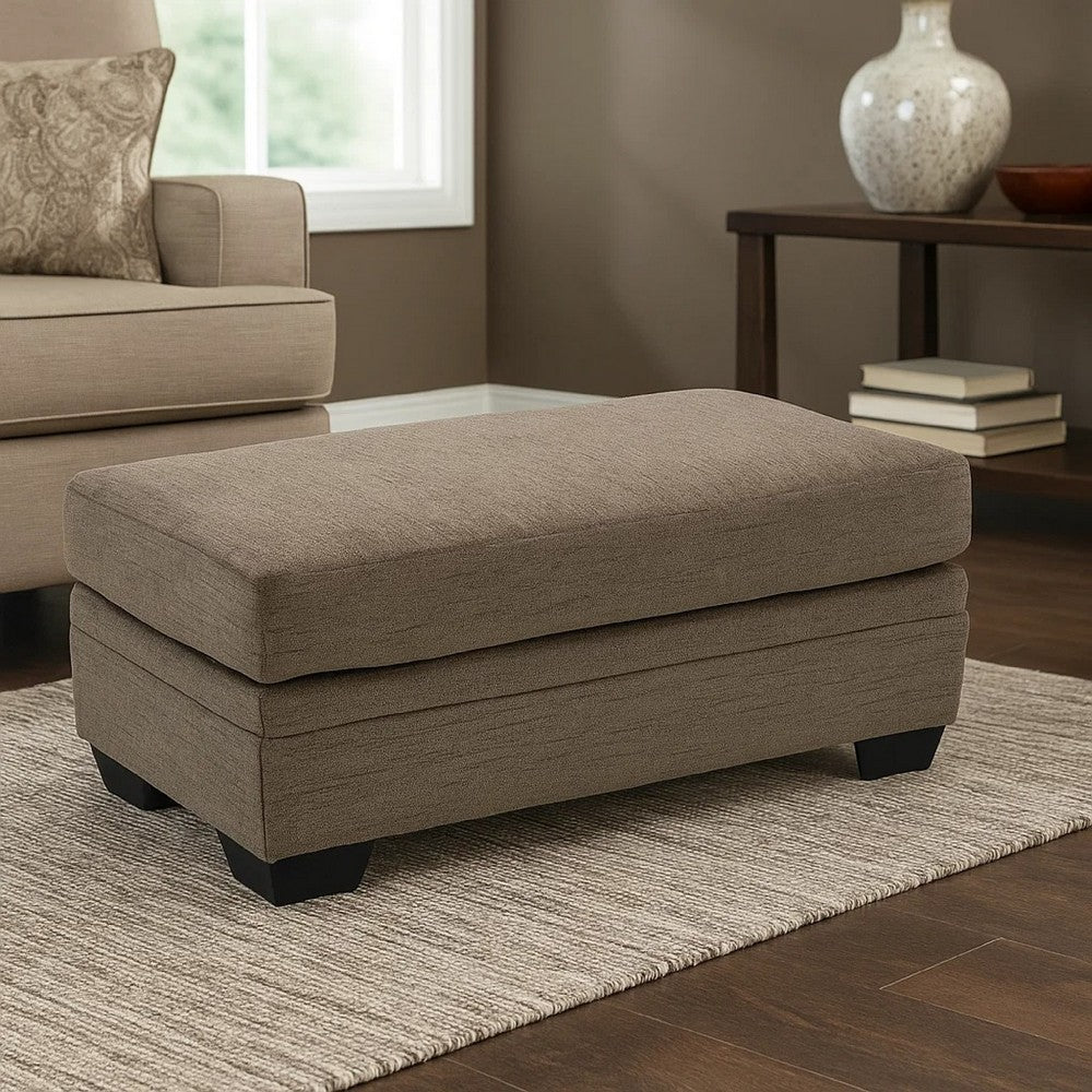Ead Rectangle Benzara Ead Rectangular Ottoman Bench, Nutmeg Brown Polyester 24x44 ...