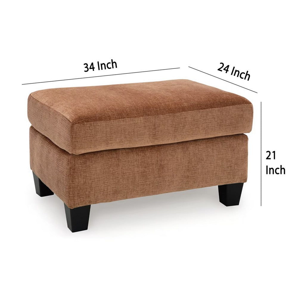 Emilia Rectangular Ottoman Bench, Soft Clay Brown Polyester 24x34 Inch -BM332327