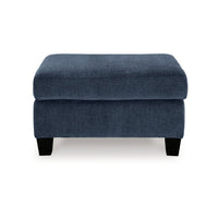 Emilia Rectangular Ottoman Bench, Modern Ink Blue Polyester 24x34 Inch -BM332331