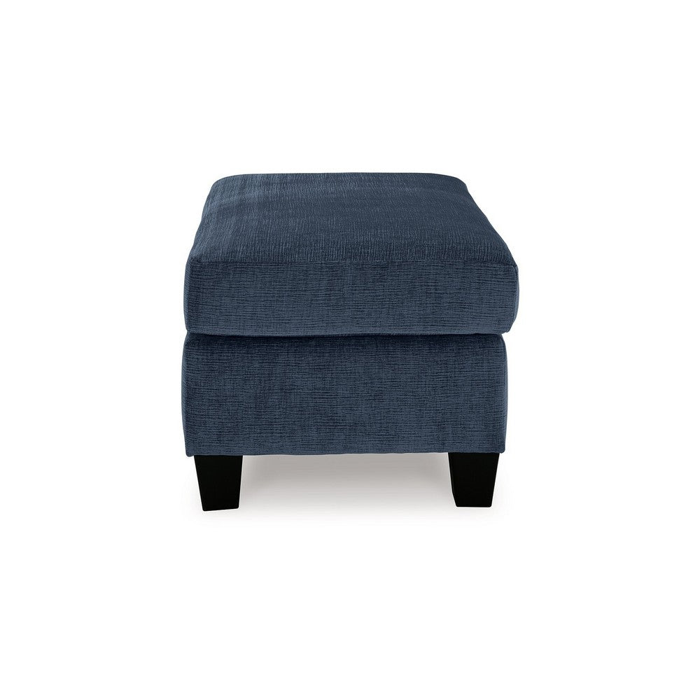 Emilia Rectangular Ottoman Bench, Modern Ink Blue Polyester 24x34 Inch -BM332331