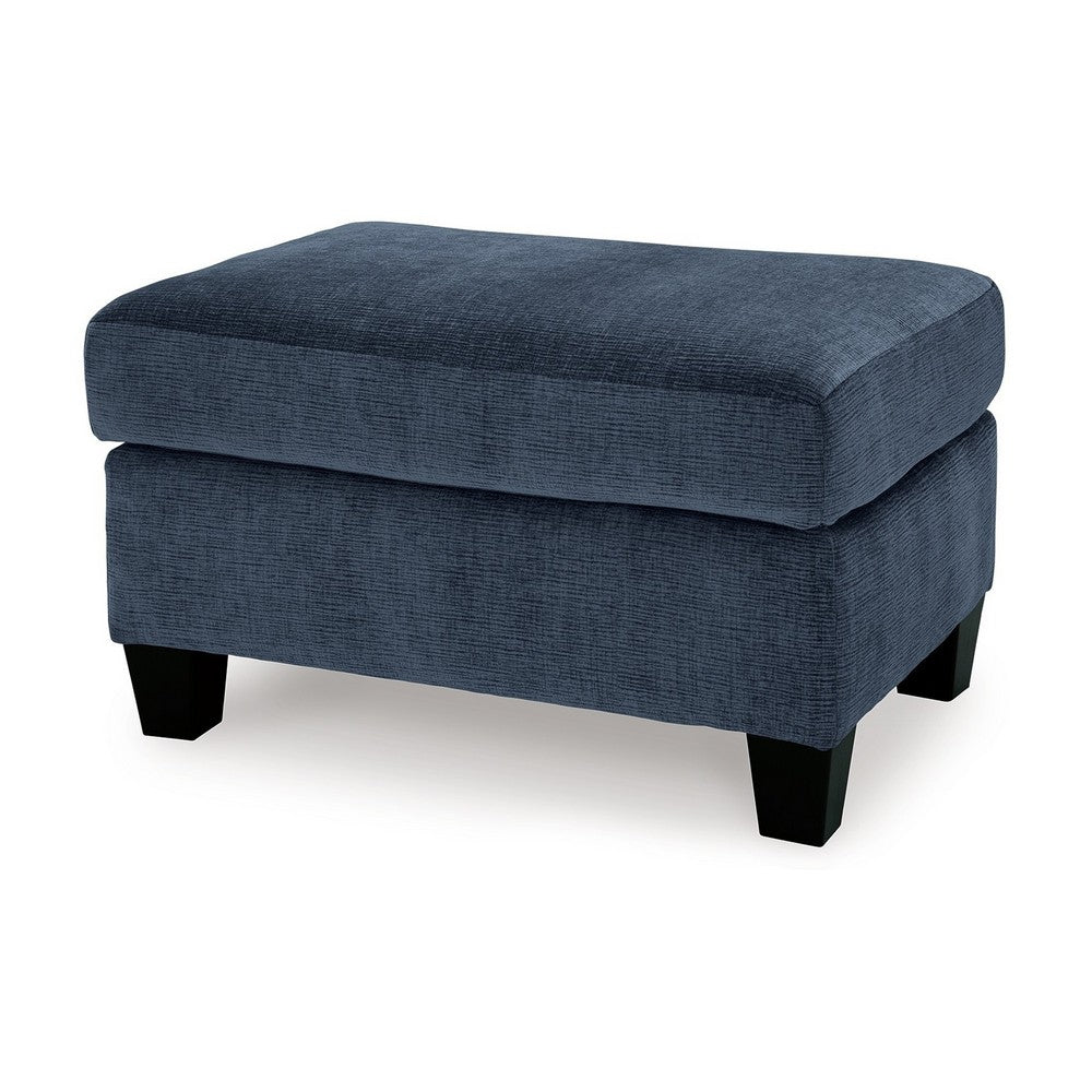 Emilia Rectangular Ottoman Bench, Modern Ink Blue Polyester 24x34 Inch -BM332331