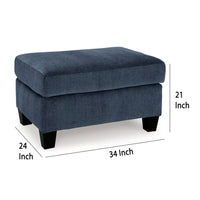 Emilia Rectangular Ottoman Bench, Modern Ink Blue Polyester 24x34 Inch -BM332331