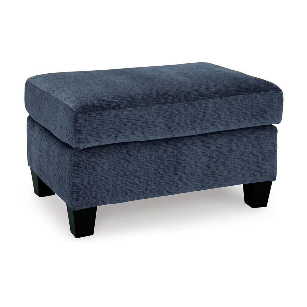 Emilia Rectangular Ottoman Bench, Modern Ink Blue Polyester 24x34 Inch -BM332331
