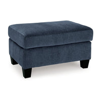 Emilia Rectangular Ottoman Bench, Modern Ink Blue Polyester 24x34 Inch -BM332331
