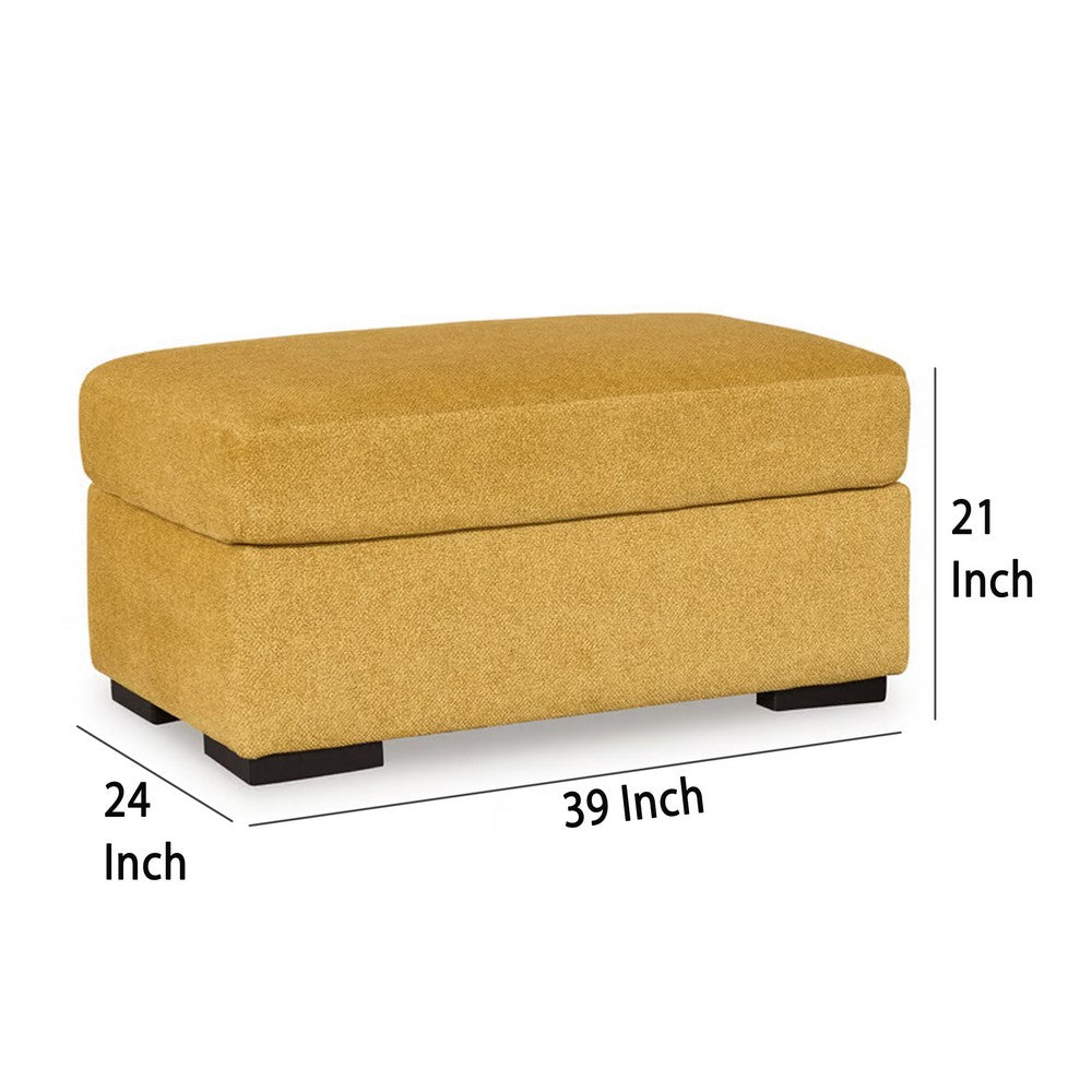 Viena Rectangular Accent Ottoman, Soft Yellow Faux Velvet 24x39 Inch -BM332335