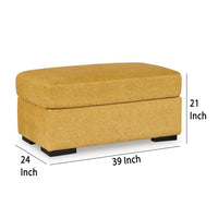 Viena Rectangular Accent Ottoman, Soft Yellow Faux Velvet 24x39 Inch -BM332335