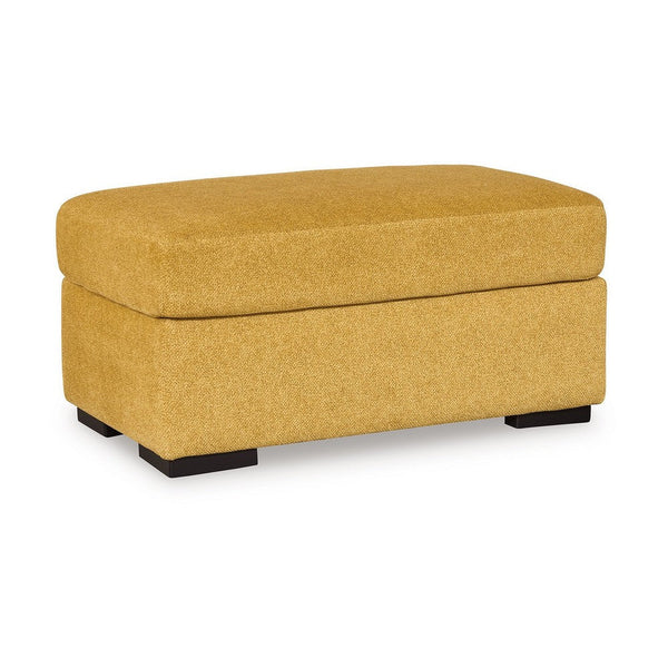 Viena Rectangular Accent Ottoman, Soft Yellow Faux Velvet 24x39 Inch -BM332335