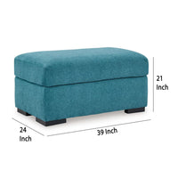 Viena Rectangular Accent Ottoman Bench, Teal Faux Velvet 24x39 Inch -BM332340