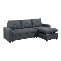 Gero Sectional Sofa Pull Out Bed, Reversible Storage Chaise, Dark Gray - BM332361