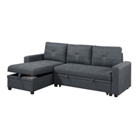 Gero Sectional Sofa Pull Out Bed, Reversible Storage Chaise, Dark Gray - BM332361