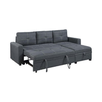 Gero Sectional Sofa Pull Out Bed, Reversible Storage Chaise, Dark Gray - BM332361