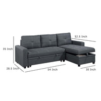 Gero Sectional Sofa Pull Out Bed, Reversible Storage Chaise, Dark Gray - BM332361