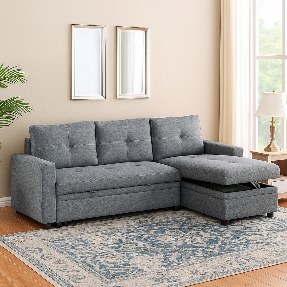 Gero Sectional Sofa Set with Reversible Storage Chaise, Light Gray - BM332362