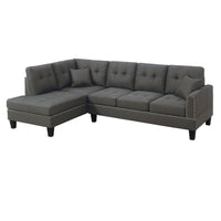 Ena 2pc Sectional Sofa Set with Chaise, 2 Pillows, Dark Brown Linen - BM332373