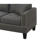 Ena 2pc Sectional Sofa Set with Chaise, 2 Pillows, Dark Brown Linen - BM332373