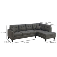 Ena 2pc Sectional Sofa Set with Chaise, 2 Pillows, Dark Brown Linen - BM332373