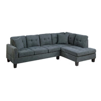 Dema 2pc Sectional Sofa Set, Chaise, 2 Pillows, Textured Black Velvet - BM332375
