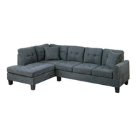 Dema 2pc Sectional Sofa Set, Chaise, 2 Pillows, Textured Black Velvet - BM332375