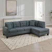 Dema 2pc Sectional Sofa Set, Chaise, 2 Pillows, Textured Black Velvet - BM332375