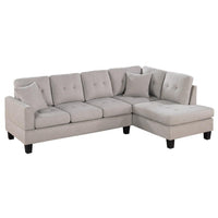 Dema 2pc Sectional Sofa Set, Chaise, 2 Pillows, Textured Beige Velvet - BM332376