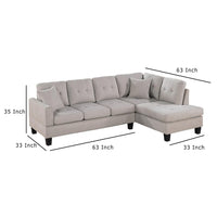 Dema 2pc Sectional Sofa Set, Chaise, 2 Pillows, Textured Beige Velvet - BM332376