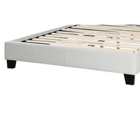 Full Size Bed, Tufted Curved, White Faux Leather Upholstered Pine Wood - BM332384