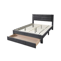 Heo Queen Size Bed w Storage Drawer, Dark Gray Corduroy Upholstery -BM332433